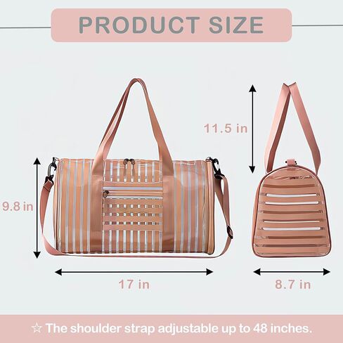 BTAMUD Gym Bag for Women Travel Bag with Shoe Compartment Sports Duffel Bag Clear Sports Bag PVC Tote Bag with Dry Wet Pocket and Shoulder Strap Lightweight Bag for Gym, School, Travel, Beach in Kuwait