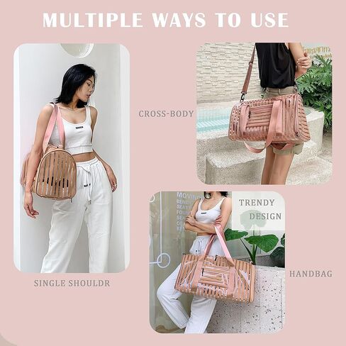 BTAMUD Gym Bag for Women Travel Bag with Shoe Compartment Sports Duffel Bag Clear Sports Bag PVC Tote Bag with Dry Wet Pocket and Shoulder Strap Lightweight Bag for Gym, School, Travel, Beach in Kuwait