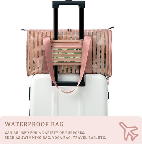 BTAMUD Gym Bag for Women Travel Bag with Shoe Compartment Sports Duffel Bag Clear Sports Bag PVC Tote Bag with Dry Wet Pocket and Shoulder Strap Lightweight Bag for Gym, School, Travel, Beach in Kuwait