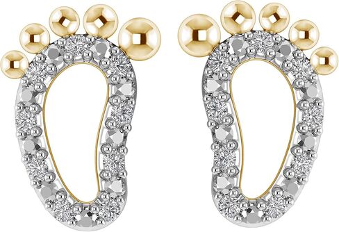 مجوهرات جميلة 925 من الفضة الإسترليني 1/8 قيراط (ctw) أقراط دائرية من الألماس الأبيض الطبيعي لطيف ببصمة الطفل للنساء والفتيات (H-I / I1-I2 / 0.13 CTTW) | أقراط بسيطة ورقيقة in Kuwait