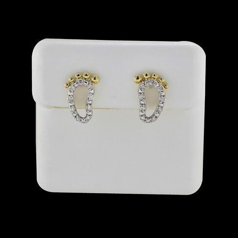 مجوهرات جميلة 925 من الفضة الإسترليني 1/8 قيراط (ctw) أقراط دائرية من الألماس الأبيض الطبيعي لطيف ببصمة الطفل للنساء والفتيات (H-I / I1-I2 / 0.13 CTTW) | أقراط بسيطة ورقيقة in Kuwait