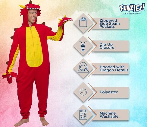 Funziez! هيدرا دراجون قطعة واحدة - بذلة أزياء خيالية للبالغين من القطيفة in Kuwait