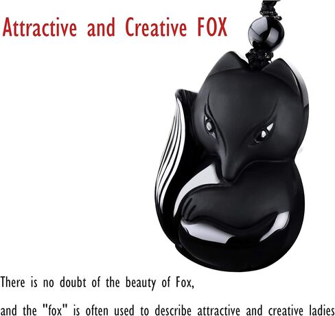 COMPONALL الثعلب حجر السج قلادة للنساء، الثعلب مجوهرات للفتيات الأحجار الكريمة القلائد قلادة للنساء شفاء كريستال قلادة حماية تميمة سحر للفتيات الأمهات هدية عيد المجوهرات in Kuwait