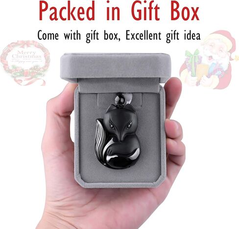 COMPONALL الثعلب حجر السج قلادة للنساء، الثعلب مجوهرات للفتيات الأحجار الكريمة القلائد قلادة للنساء شفاء كريستال قلادة حماية تميمة سحر للفتيات الأمهات هدية عيد المجوهرات in Kuwait