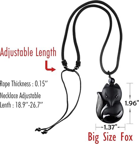 COMPONALL الثعلب حجر السج قلادة للنساء، الثعلب مجوهرات للفتيات الأحجار الكريمة القلائد قلادة للنساء شفاء كريستال قلادة حماية تميمة سحر للفتيات الأمهات هدية عيد المجوهرات in Kuwait