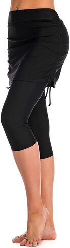Labelar Women's Swim Capris with Side-Tie Skirt UV Protection Athletic Running Swimming Skirted Leggings in Saudi Arabia