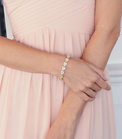 Mariell 6 1/2" Gold Cubic Zirconia Crystal Wedding and Bridal Tennis Bracelet with Bold Pear Shape CZ, Petite Size for Smaller Wrist in Saudi Arabia