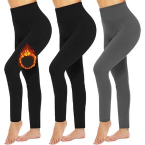 FULLSOFT 3 Pack Fleece Lined Leggings Women High Waisted Workout Winter Warm Thermal Yoga Pants