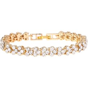 COLORFUL BLING Elegant Crystal Bracelet Roman Style Rhinestone Hollow Bracelet Birthday Gifts for Women Girls