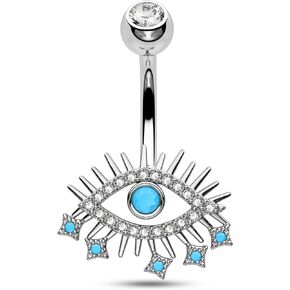 COCHARM 14G حلقات زر البطن عين الشر حلقات البطن 316L الجراحية الصلب خواتم السرة الذهب ثقب البطن مجوهرات للنساء الرجال