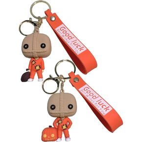 YIJIESHIYU- jewelry Halloween Burlap Sam Mask Horror Keychain Gifts Keychain Accessories Durable Pumpkin Keyring Clip for Horror Movie Fans Gifts, Brown, S in Kuwait