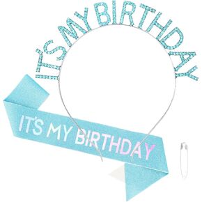 It's My Birthday Sash & Birthday Headband Set Princess Birthday Sash and Tiara Birthday Gifts for Women Girls Sweet Happy Birthday Accessories for Party- Red