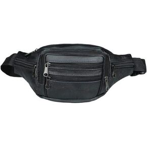 OSALADI Fanny Pack Leather Waist Bag Fashion Men Waist Pack Wallet for Outdoor Travel Daily Use, Black