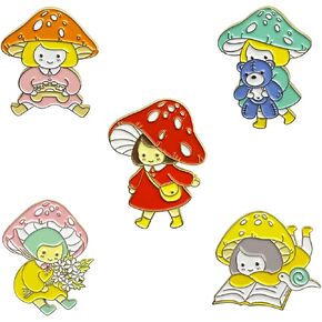 الفطر المينا دبابيس مجموعة مضحك لطيف الفطر الكرتون التلبيب دبابيس لحقائب الظهر السترات القبعات أكياس رواية شارة بدبابيس الهدايا والمجوهرات in Kuwait