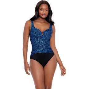 Miraclesuit Women's Swimwear Layered Escape Tummy Control Underwire Bra One Piece Swimsuit