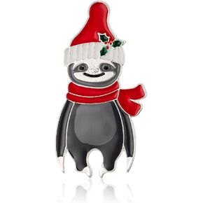 Christmas Sloth Brooch for Girls, Christmas Animal Brooch, Cute Sloth with Red Christmas Hat, Christmas Gift for Women Girls in Kuwait