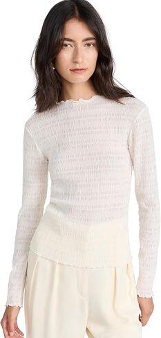 Vince Women's Long Sleeve Smocked Top in Saudi Arabia