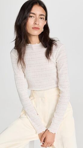 Vince Women's Long Sleeve Smocked Top in Saudi Arabia