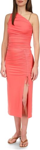 Michael Kors Drawstring Ruched Midi Skirt Sangria SM in Saudi Arabia