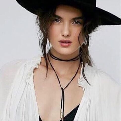 YienDoo Gothic Velvet Long Choker Necklace Metal Bar Pendant Sexy Hippie Suede Rope Necklace Chain Long Wrap Lariat Y Necklace Black Rock Layered Leather Necklace for Women Girls in Saudi Arabia