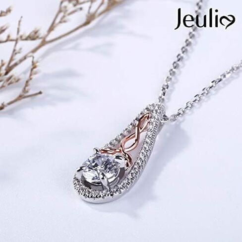 Jeulia Hug Me Endless Joy Skull Heart Cut قلادة من الفضة الاسترليني للنساء زوجة صديقة خطوبة ذكرى زواج عيد ميلاد عيد الحب مع صندوق مجوهرات in Saudi Arabia