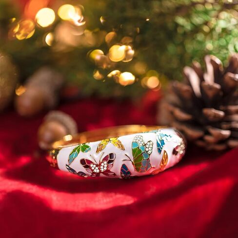 QIANSE Bracelet for Women, Spring of Versailles Plated Handcrafted Bangles, Gift with Delicate Jewelry Box, Jewelry Gifts for Women Mom Wife Girls in Kuwait