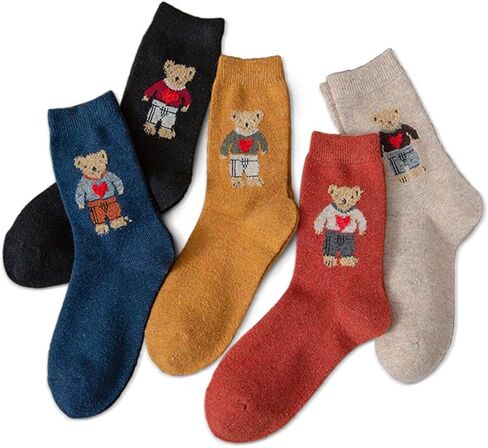 Meloday Bear Embroidery Cute Women's Ankle Socks Soft Cotton - 5 pairs per pack in Kuwait