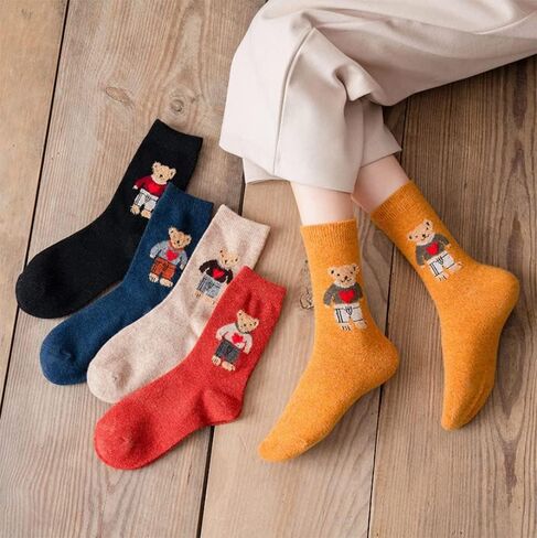 Meloday Bear Embroidery Cute Women's Ankle Socks Soft Cotton - 5 pairs per pack in Kuwait