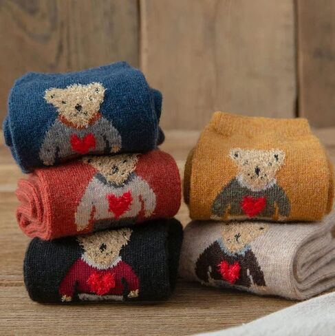 Meloday Bear Embroidery Cute Women's Ankle Socks Soft Cotton - 5 pairs per pack in Kuwait