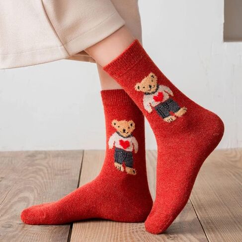 Meloday Bear Embroidery Cute Women's Ankle Socks Soft Cotton - 5 pairs per pack in Kuwait