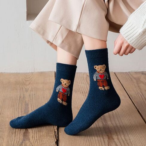 Meloday Bear Embroidery Cute Women's Ankle Socks Soft Cotton - 5 pairs per pack in Kuwait