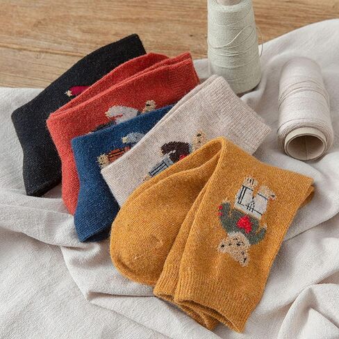 Meloday Bear Embroidery Cute Women's Ankle Socks Soft Cotton - 5 pairs per pack in Kuwait