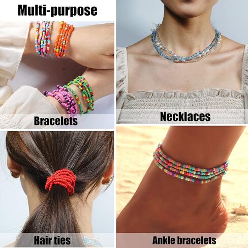 FUNEIA 32 قطعة سلاسل خرز الخصر للنساء، خرز البطن للخصر، مجموعة سلاسل خصر مرنة قابلة للتعديل (31.4-35.4 بوصة) in Kuwait