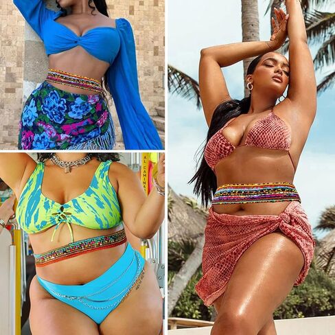 FUNEIA 32 قطعة سلاسل خرز الخصر للنساء، خرز البطن للخصر، مجموعة سلاسل خصر مرنة قابلة للتعديل (31.4-35.4 بوصة) in Kuwait