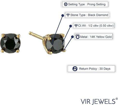 أقراط ألماس سوداء 1/2 cttw إلى 2 cttw من الذهب عيار 14 in Saudi Arabia
