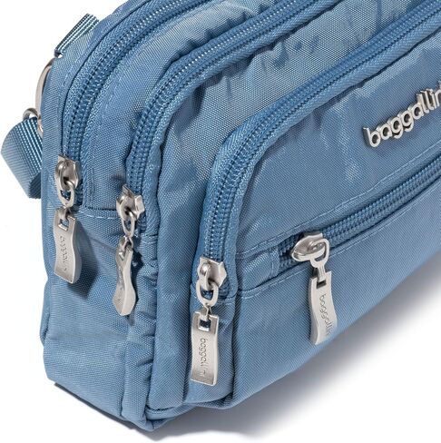 Baggallini Triple Zip Crossbody Bag for Women - Convertible Crossbody Fanny Pack Belt Bag - Lightweight Water-resistant in Saudi Arabia
