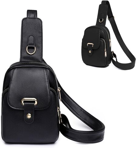 Yaopeing Trendy Sling Bag for Women,Small Crossbody Fanny Packs Leather Multipurpose Purse Chest Bag for Travel in Kuwait