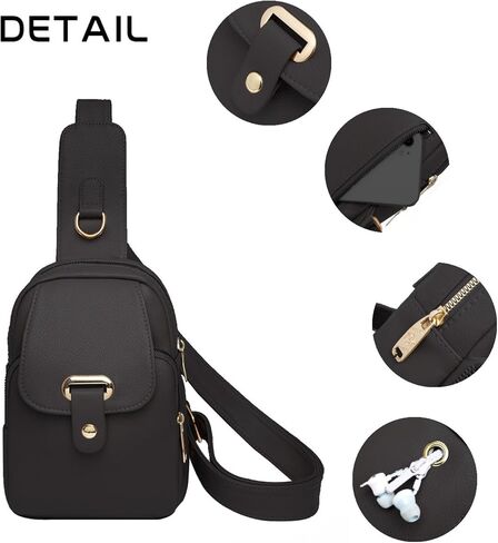 Yaopeing Trendy Sling Bag for Women,Small Crossbody Fanny Packs Leather Multipurpose Purse Chest Bag for Travel in Kuwait