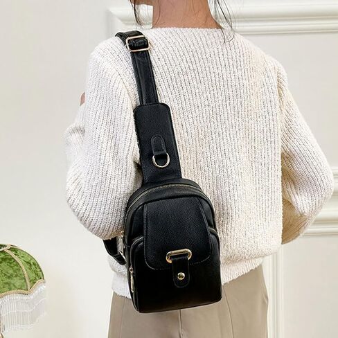 Yaopeing Trendy Sling Bag for Women,Small Crossbody Fanny Packs Leather Multipurpose Purse Chest Bag for Travel in Kuwait