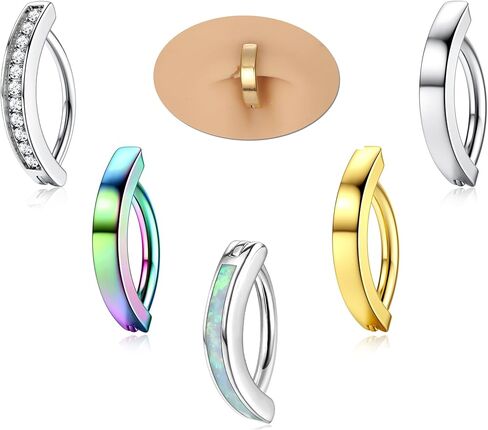 Fansilver 14G الفرس حلقات زر البطن الجراحية الصلب أوبال حلقات البطن للنساء لطيف صغير هوب حلقات زر البطن بسيطة عكس السرة ثقب المجوهرات تشيكوسلوفاكيا ثقب البطن المجوهرات in Kuwait