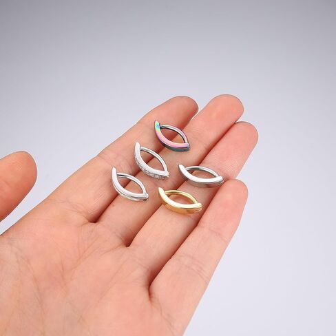 Fansilver 14G الفرس حلقات زر البطن الجراحية الصلب أوبال حلقات البطن للنساء لطيف صغير هوب حلقات زر البطن بسيطة عكس السرة ثقب المجوهرات تشيكوسلوفاكيا ثقب البطن المجوهرات in Kuwait