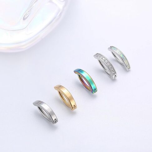 Fansilver 14G الفرس حلقات زر البطن الجراحية الصلب أوبال حلقات البطن للنساء لطيف صغير هوب حلقات زر البطن بسيطة عكس السرة ثقب المجوهرات تشيكوسلوفاكيا ثقب البطن المجوهرات in Kuwait