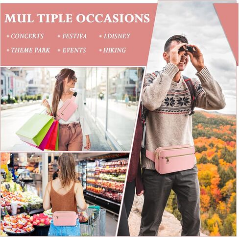 CXWMZY Fanny Packs للنساء والرجال، حقيبة خصر أنيقة وحقيبة بوم مع جيوب متعددة سعة كبيرة، حقيبة فاني لطيفة كاجوال لديزني والسفر والتسوق وركوب الدراجات والجري (أسود) in Kuwait