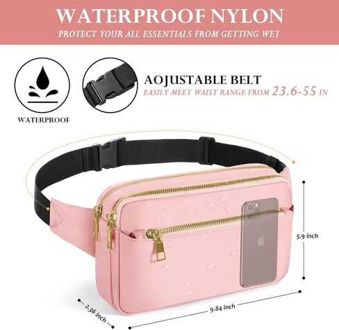 CXWMZY Fanny Packs للنساء والرجال، حقيبة خصر أنيقة وحقيبة بوم مع جيوب متعددة سعة كبيرة، حقيبة فاني لطيفة كاجوال لديزني والسفر والتسوق وركوب الدراجات والجري (أسود) in Kuwait