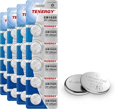 بطارية خلية زر ليثيوم 3 فولت من Tenergy CR1620، لمفاتيح السيارة والساعات والآلات الحاسبة وأجهزة التحكم عن بعد، 20 حزمة in Kuwait