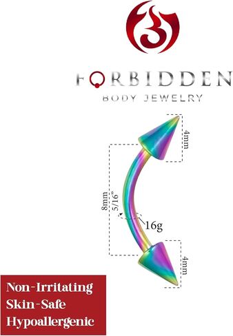 16g 8mm Daith Earring, Eyebrow Ring and Rook Piercing Jewelry, Titanium IP Double Spike Barbell in Saudi Arabia