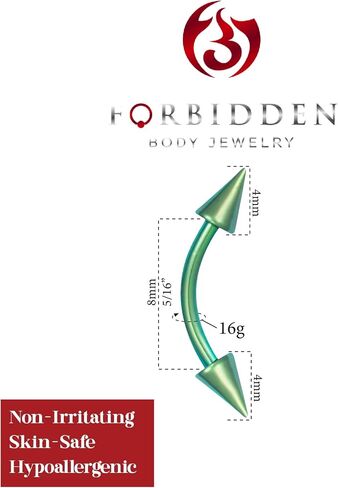 16g 8mm Daith Earring, Eyebrow Ring and Rook Piercing Jewelry, Titanium IP Double Spike Barbell in Saudi Arabia