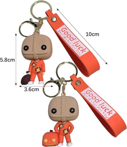 YIJIESHIYU- jewelry Halloween Burlap Sam Mask Horror Keychain Gifts Keychain Accessories Durable Pumpkin Keyring Clip for Horror Movie Fans Gifts, Brown, S in Kuwait