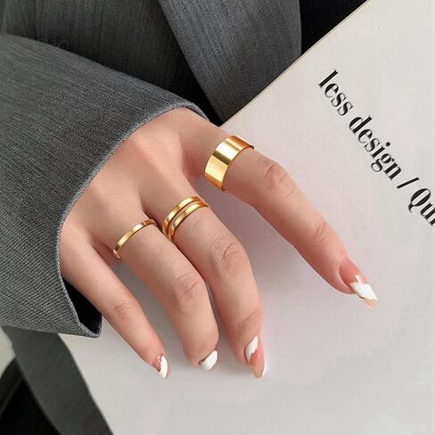 YADOCA 12/17PCS Knuckle Rings For Women Silver Gold Tone Stainless Steel Midi Rings Set Simple Stackable Finger Rings Adjustable Open Stacking Plain Band Rings in Kuwait