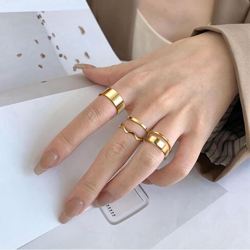 YADOCA 12/17PCS Knuckle Rings For Women Silver Gold Tone Stainless Steel Midi Rings Set Simple Stackable Finger Rings Adjustable Open Stacking Plain Band Rings in Kuwait
